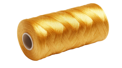 A spool of yellow thread for spinning, isolated on a white background , transparent png 