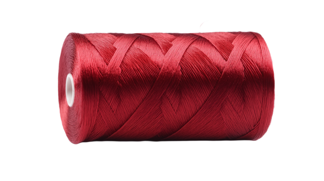 A spool of red thread for spinning, isolated on a white background , transparent png 