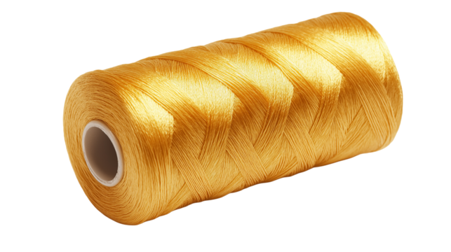 A spool of yellow thread for spinning, isolated on a white background , transparent png