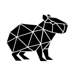 Geometric capybara silhouette: A striking geometric silhouette of a capybara, captured in bold black, showcasing a unique and modern artistic interpretation.