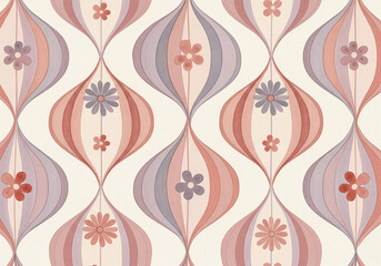 Retro Floral Geometric Pattern Wallpaper