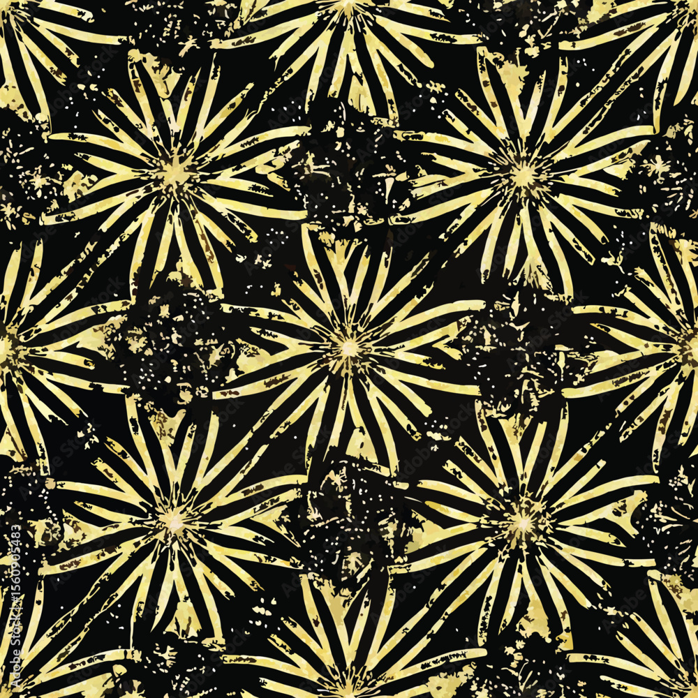 Poster golden floral pattern with transparency decorative repeating design element