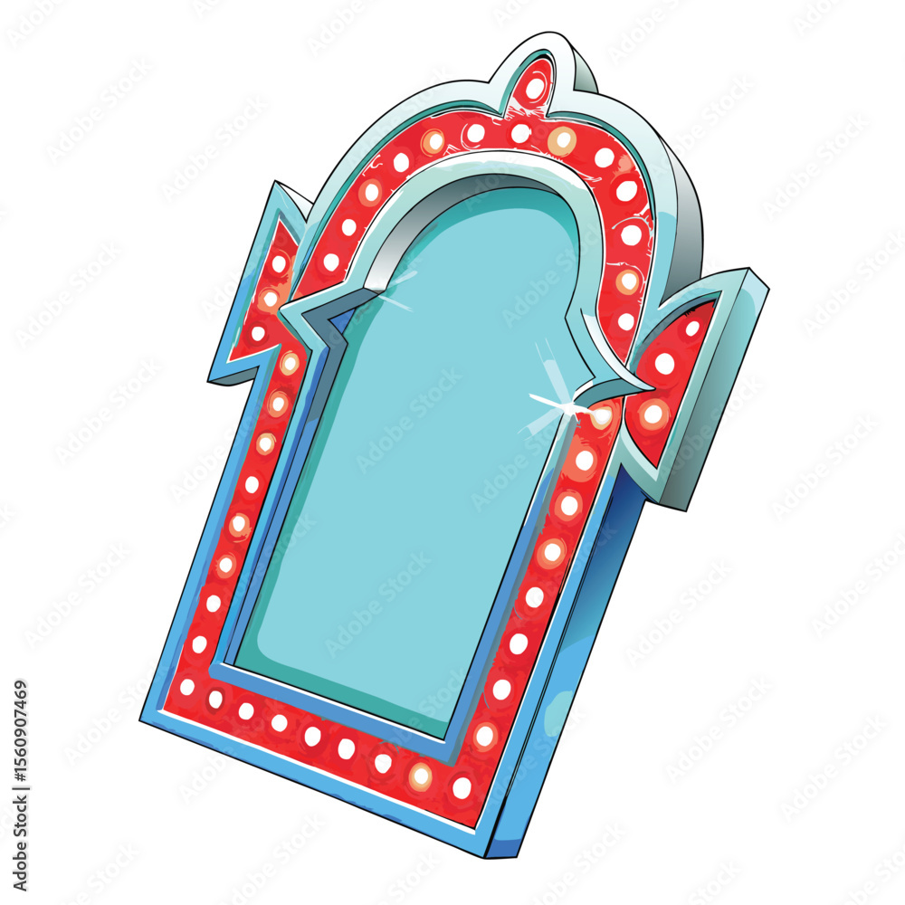 Poster retro style marquee sign with lights and transparency for design projects