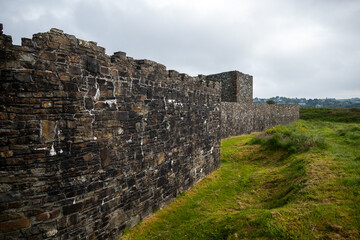Kinsale, Ireland, May 21, 2024: Jame's Fort British Fortress Ruins on Kinsale Bay with Rock Walls and Ramparts making up the castle and the Bay Defenses looking at the remains of the Buildings