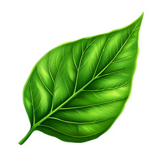 Fototapeta premium Vibrant green leaf illustration isolated on white background depicting botanical and natural elements with detailed vein structure