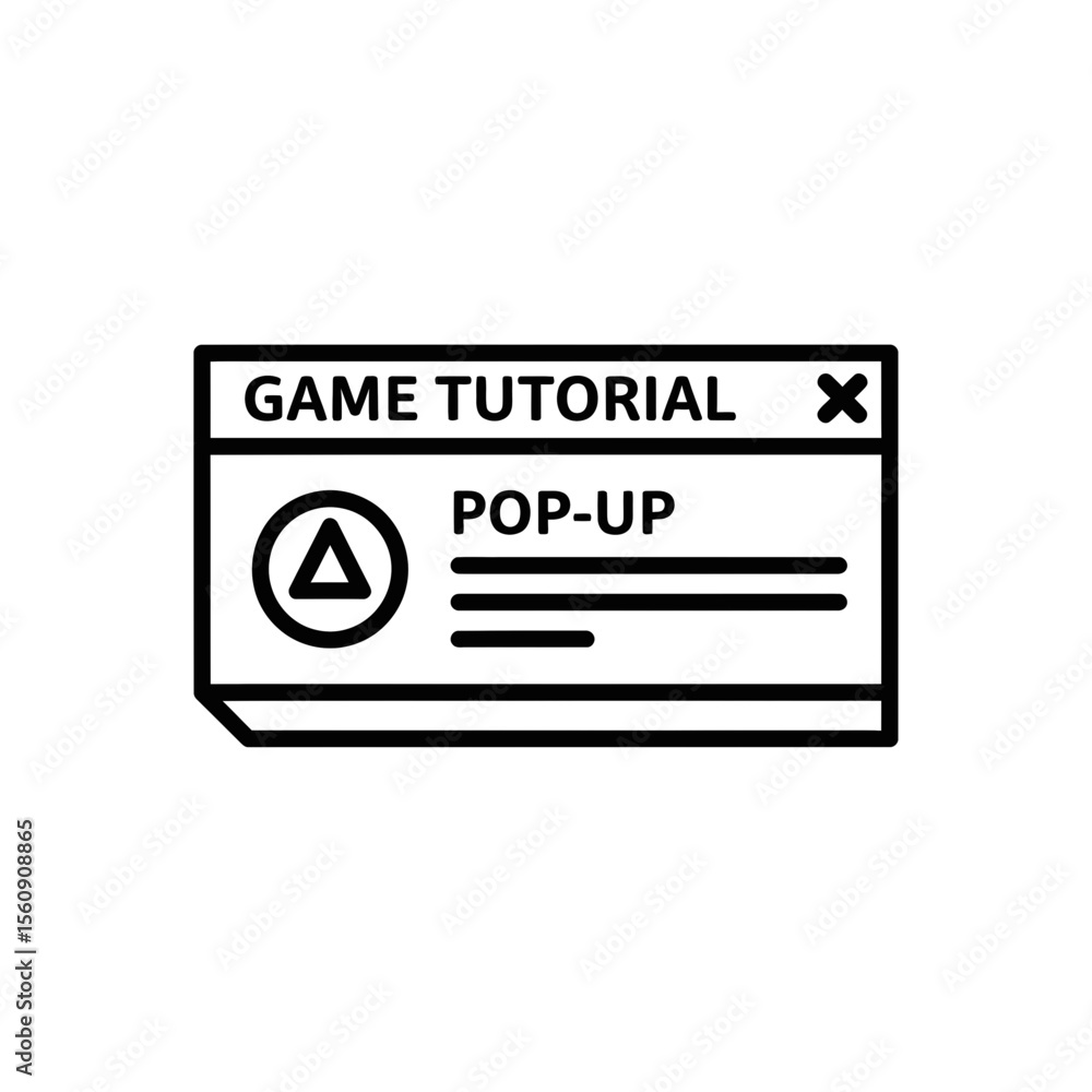 Poster game tutorial pop-up icon in minimalist design