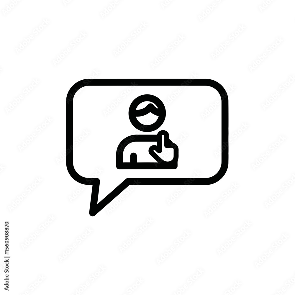 Poster vector icon of a person making a gesture in a speech bubble