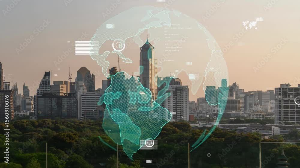 Poster global connection and the internet network alteration in smart city . concept of future wireless dig