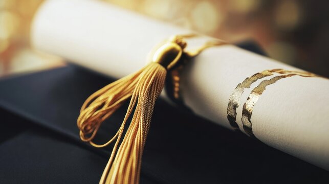 Rolled diploma with tassel