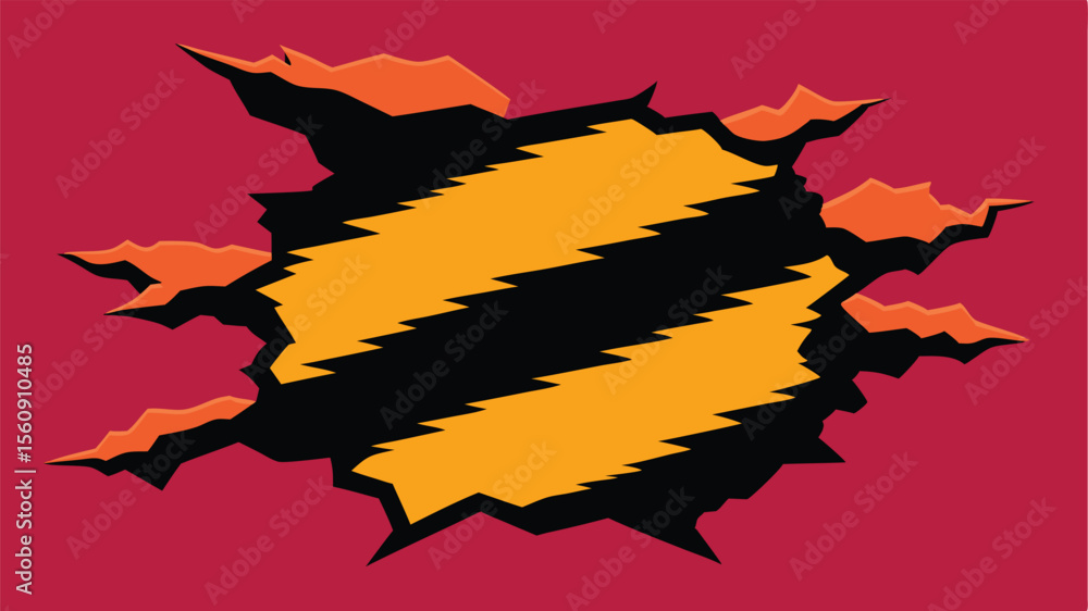 Poster torn paper effect showing zigzag yellow pattern with colored background and transparency