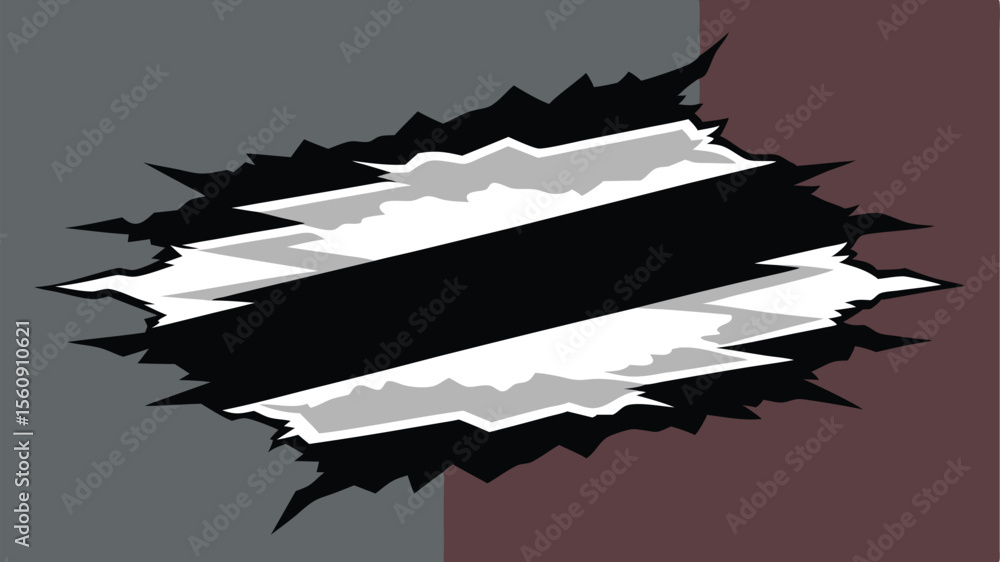 Poster torn paper effect with abstract elements on transparent background design