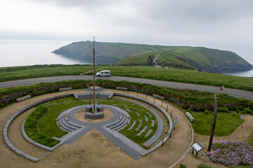 Old Head, Kinsale, Ireland, May 26, 2024: The Lusitania Memorial at Old Head where people watched...
