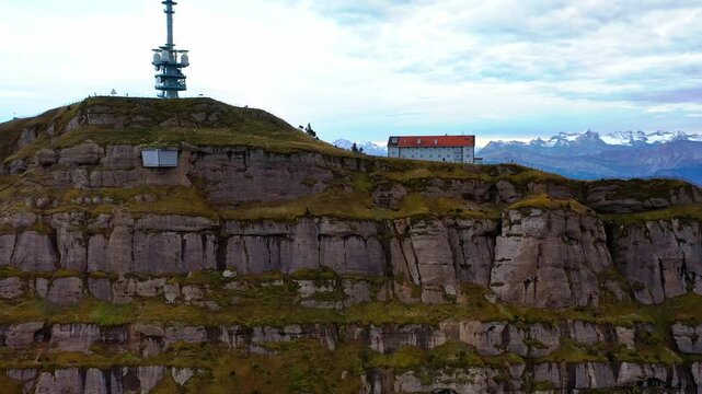 Aerial view over Mount Rigi and its surroundings. Arth, Switzerland.