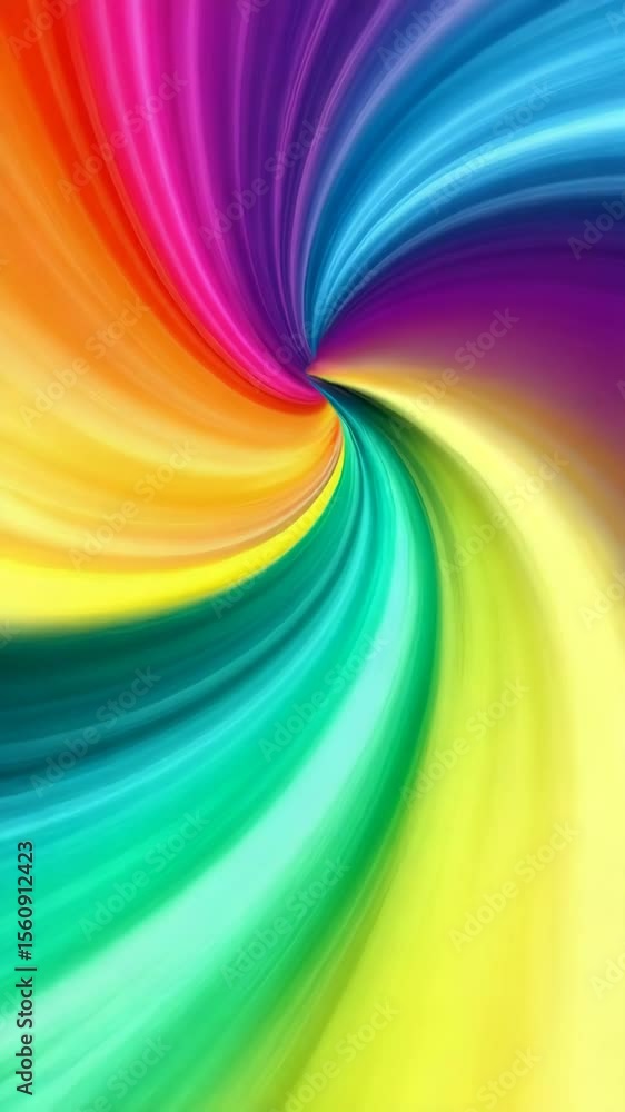 Poster Vibrant swirling rainbow vortex with dynamic abstract waves of color