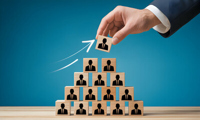 Career advancement and promotion concept with wooden blocks