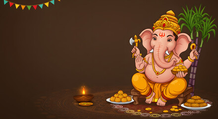 God ganpati for ganesh chaturthi festival with lord ganesha idol worship prayer religion culture tradition hinduism offering sweet