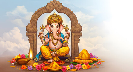 God ganesha vinayaka for ganesh chaturthi festival with lord ganpati idol worship prayer religion culture hinduism blessing background