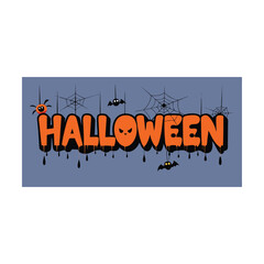 halloween word on orange background