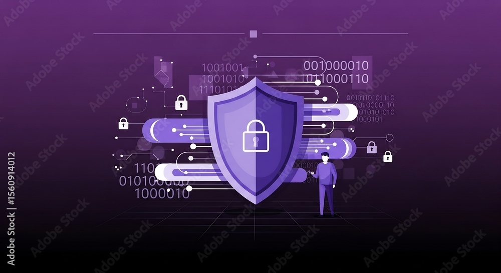 Poster digital security shield protecting your data with robust cybersecurity measures