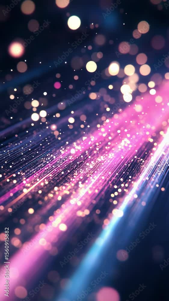 Poster Abstract background with purple and blue bokeh lights and dynamic motion lines