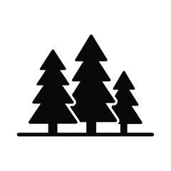 Obraz premium Three stylized fir trees in a row silhouette isolated on white background