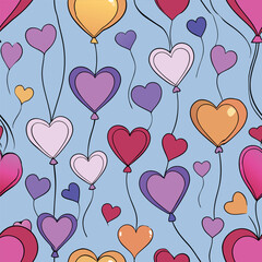 Colorful heart-shaped balloons floating against a light blue background create a festive mood perfect for celebrations and events Generative AI