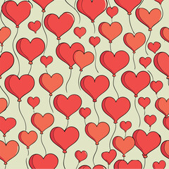 Colorful heart-shaped balloons create a joyful pattern suitable for celebrations or romantic occasions throughout the year Generative AI