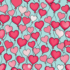 Colorful heart-shaped balloons fill the background for a festive celebration of love at an outdoor event Generative AI