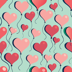 Colorful heart-shaped balloons create a playful pattern in this cheerful design suitable for celebrations and events Generative AI