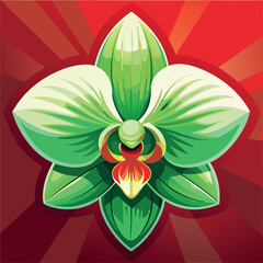 Colorful orchid flower illustration with vibrant design on a red background for botanical art enthusiasts Generative AI