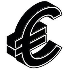 Creative representation of the euro symbol designed with a three-dimensional effect on a white background Generative AI
