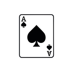 Ace of Spades Playing Card on White Background for Game Night or Poker