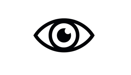 Single simple black and white eye icon symbol illustration on plain background