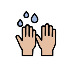 Obraz premium Icon Style Illustration of Hand Washing with Water Droplets for Personal Hygiene