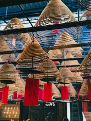 Traditional Chinese Buddhist Setting with Incense in Man Mo Temple 02