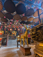 Traditional Chinese Buddhist Setting with Incense in Man Mo Temple 01