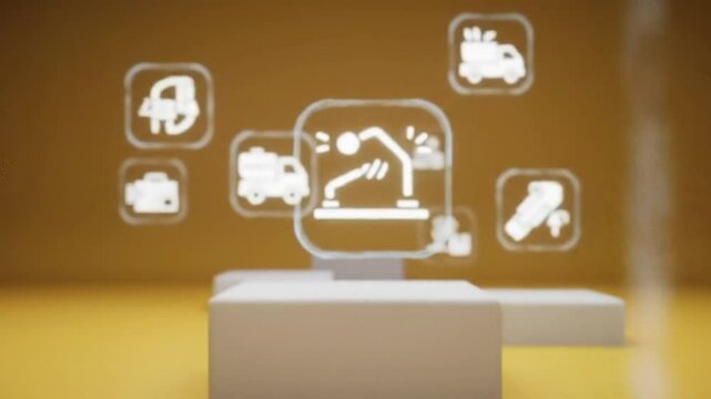 Abstract Display of Logistics and Distribution Icons for Creative Presentations - Powered by Adobe