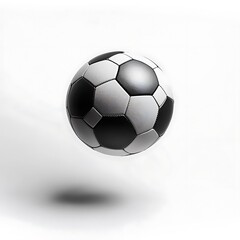 
Bola de futebol, gomos preto e branco. Flutuado no ar, isolado em fundo branco. Futebolístico, partida, game, jogo de contato.

