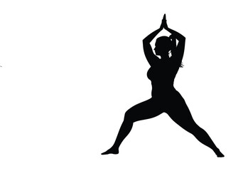Yoga Warrior Pose Woman Silhouette Artwork Vector Illustration