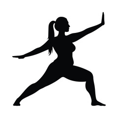 Yoga Warrior Pose Female Silhouette Graphic Vector Illustration