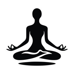Minimalist Yoga Warrior Pose Female Silhouette Vector Illustration