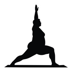 Elegant Yoga Warrior Pose Woman Silhouette Vector Illustration