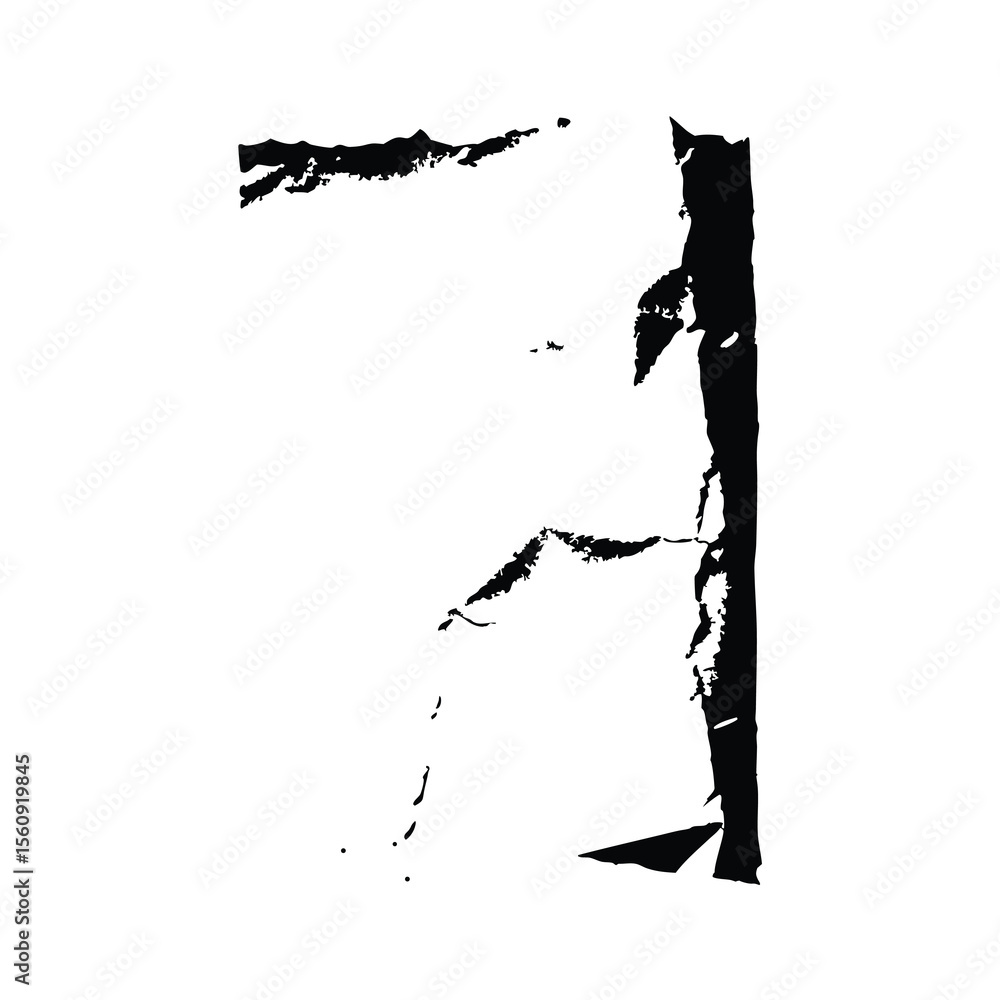 Aufkleber abstract black shape with textured edges isolated on a transparent white background