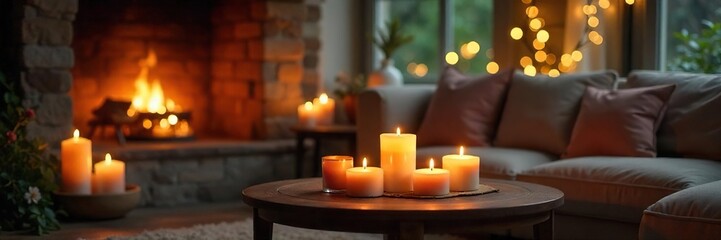 Warm & Inviting Living Room with Scented Candles Cozy Interior Perfect for Relaxation and Home Decor Blogs
