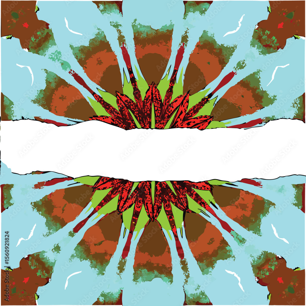 Aufkleber abstract digital illustration of a vibrant colorful layered pattern with negative space