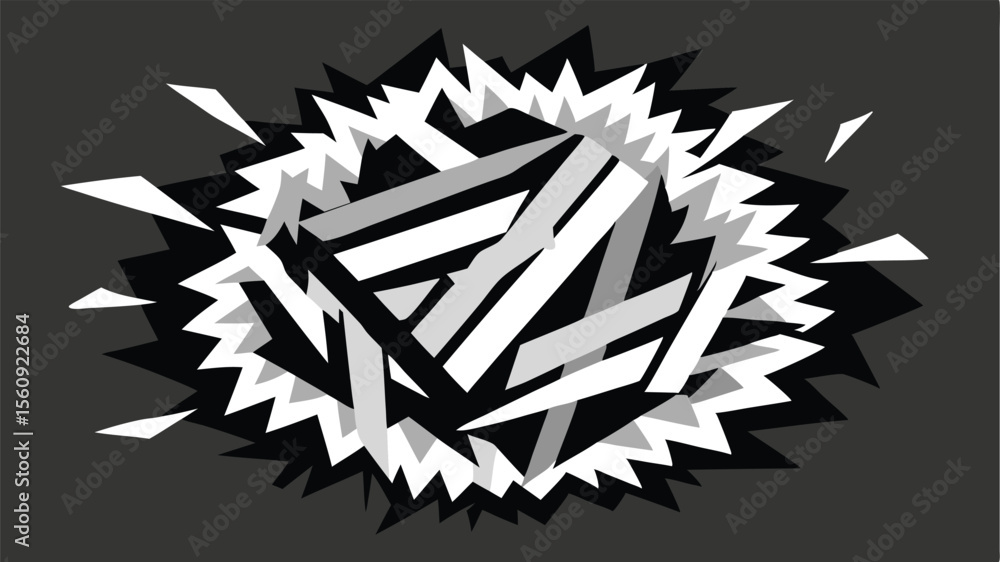 Poster abstract geometric design in black white and gray with transparent background elements