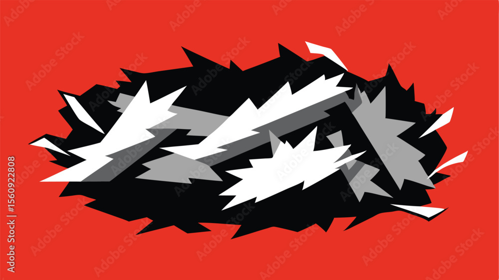Poster abstract geometric design with angular shapes and graphic elements in striking color palette