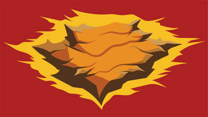 Obraz premium Abstract illustration of fire and rocky surface in a modern flat vector style