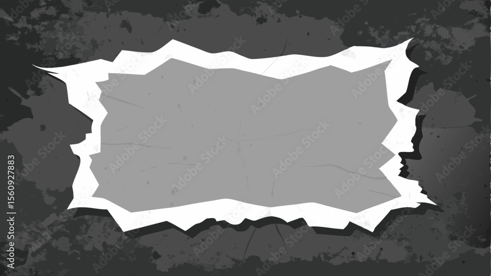 Poster abstract textured graphic design element with torn paper edges and grayscale tones