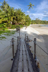 Wooden bridge at Bang Bao beach in Koh Kood island